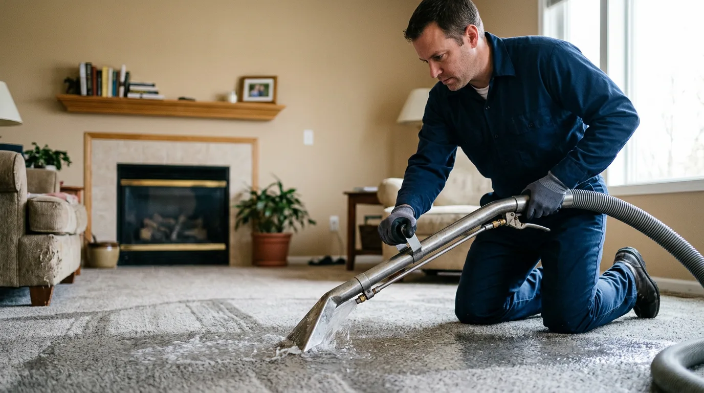 Water damage restoration technician working near Hartselle, AL